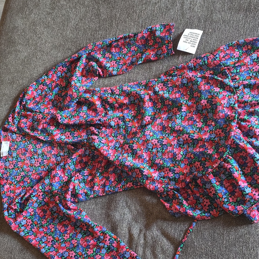 ASOS Floral V-Neck Long Sleeve Wrap Dress - Picture 3 of 5